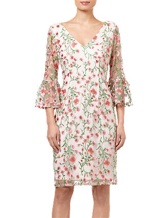 Adrianna Papell Floral Vines Dress, Coral/Multi