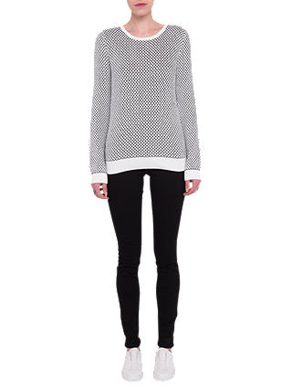 French Connection Noli Knit Jumper, Black/White