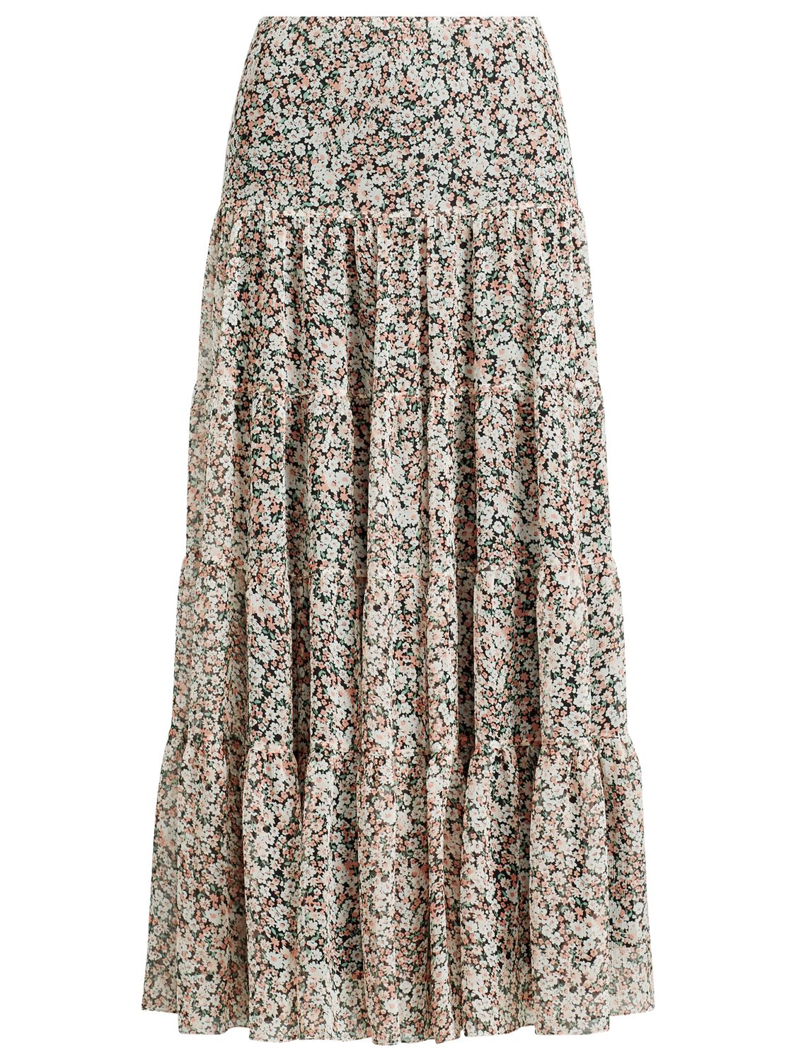 Lauren Ralph Lauren Moriah Floral Tiered Ruffle Maxi Skirt, Pink/Multi ...