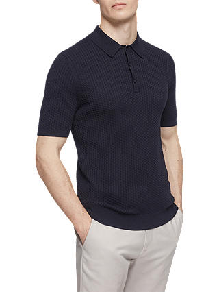 Reiss Alfred Textured Cotton Polo Shirt