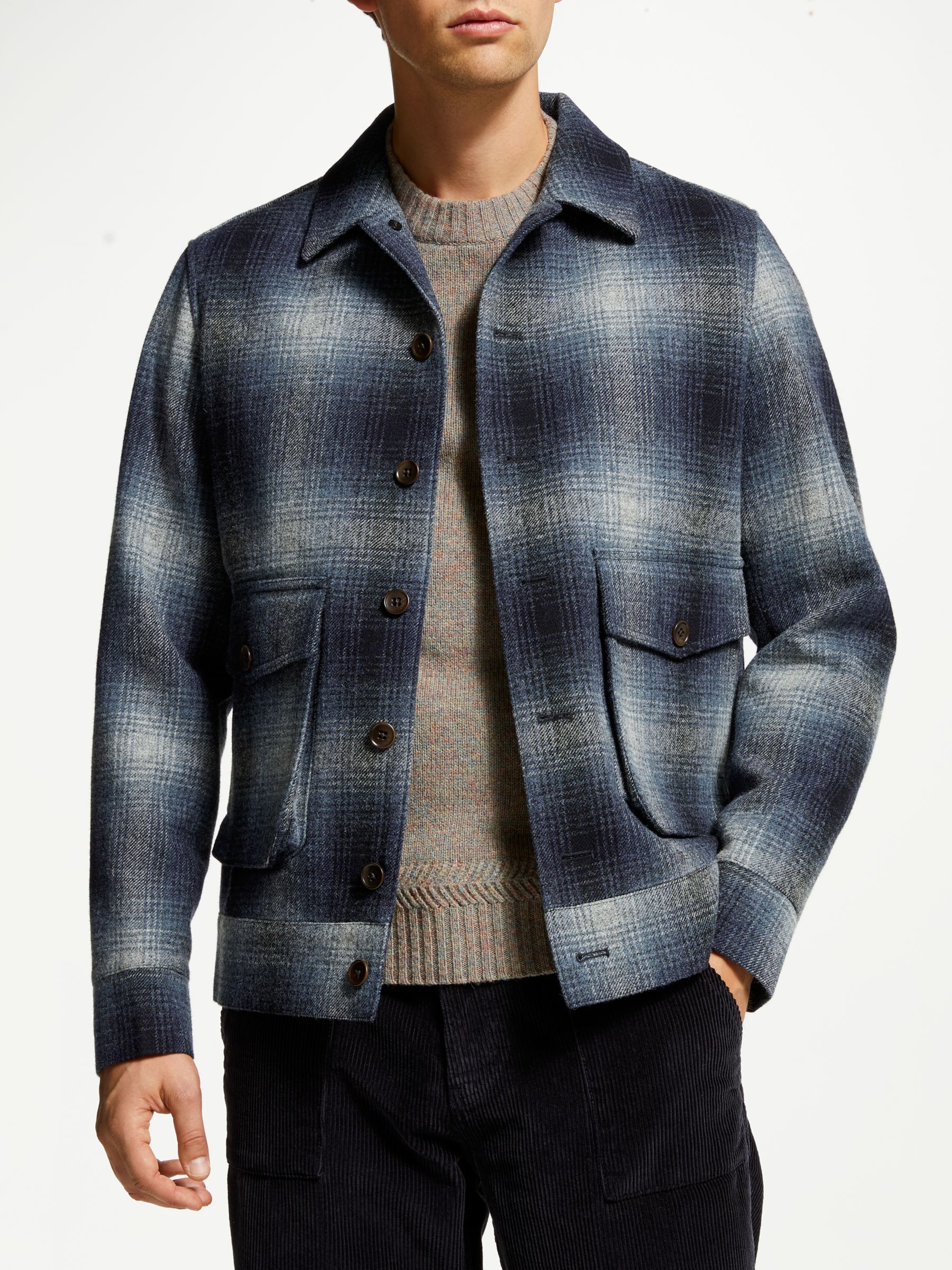 JOHN LEWIS & Co. Moons British Wool Check Lumber Jacket, Blue