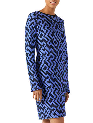 Jigsaw Geo Print Slim Dress, Navy