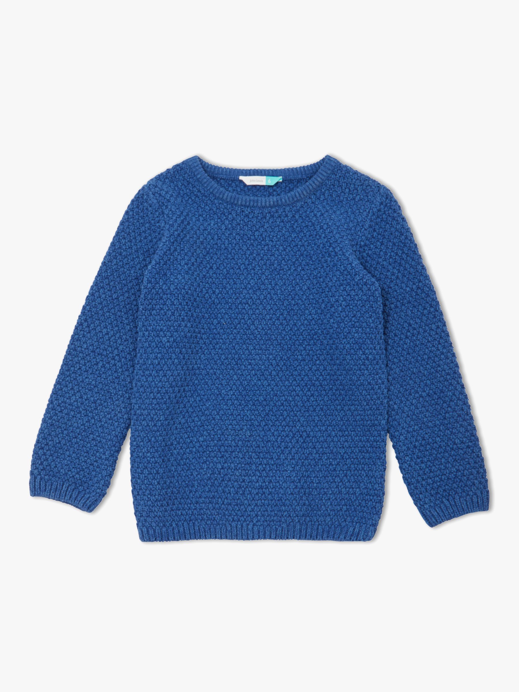John Lewis & Partners Boys' Melange Knitted Jumper, Blue at John Lewis ...