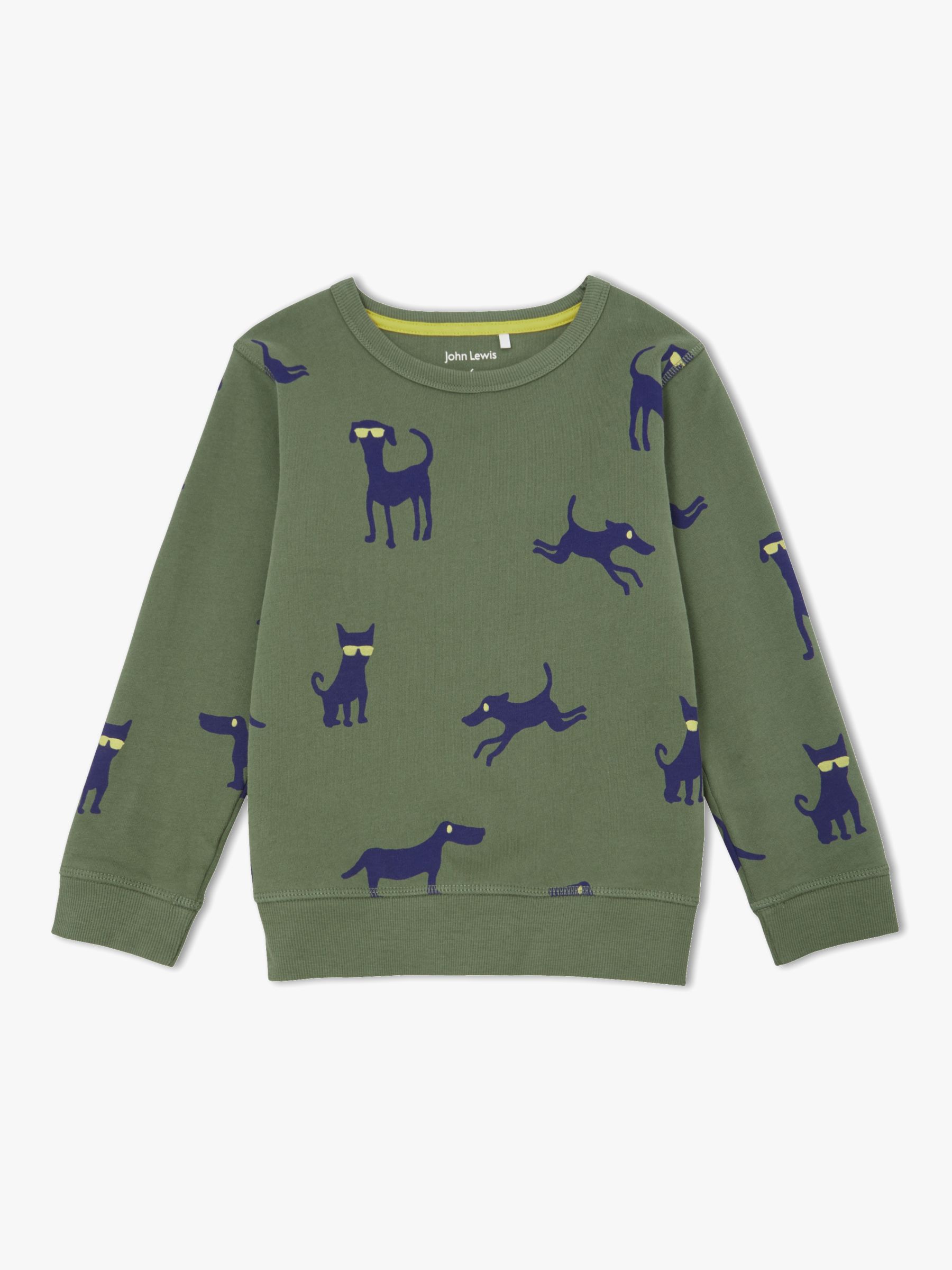 John Lewis & Partners Boys' Dog Sweatshirt, Olive