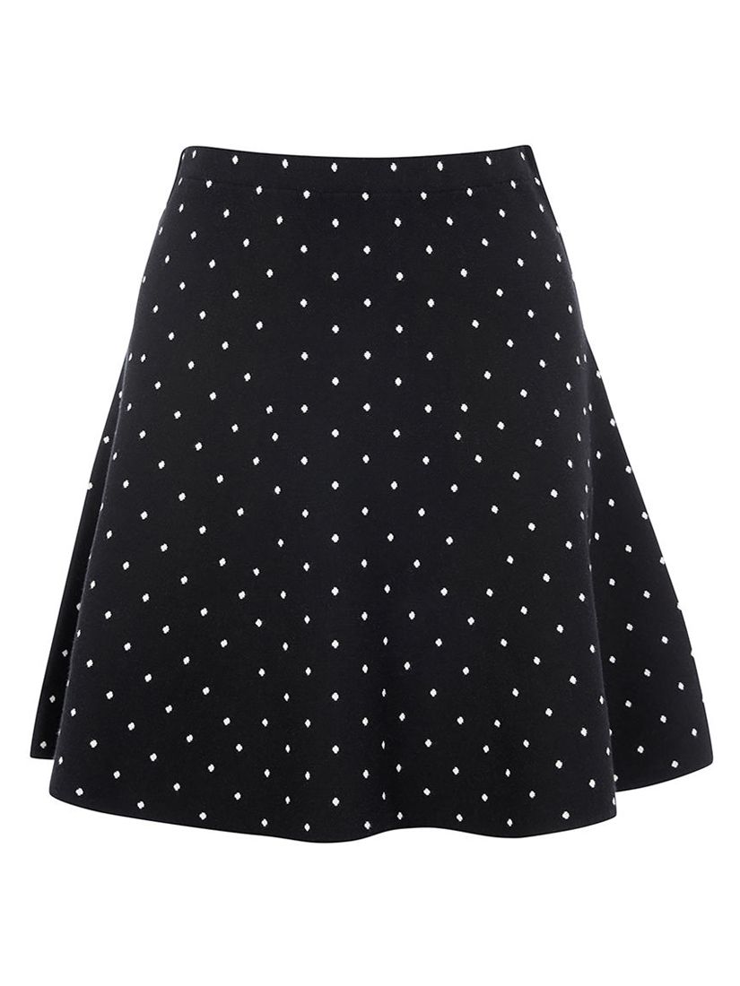 Oasis Spot Flippy Skirt, Black/White