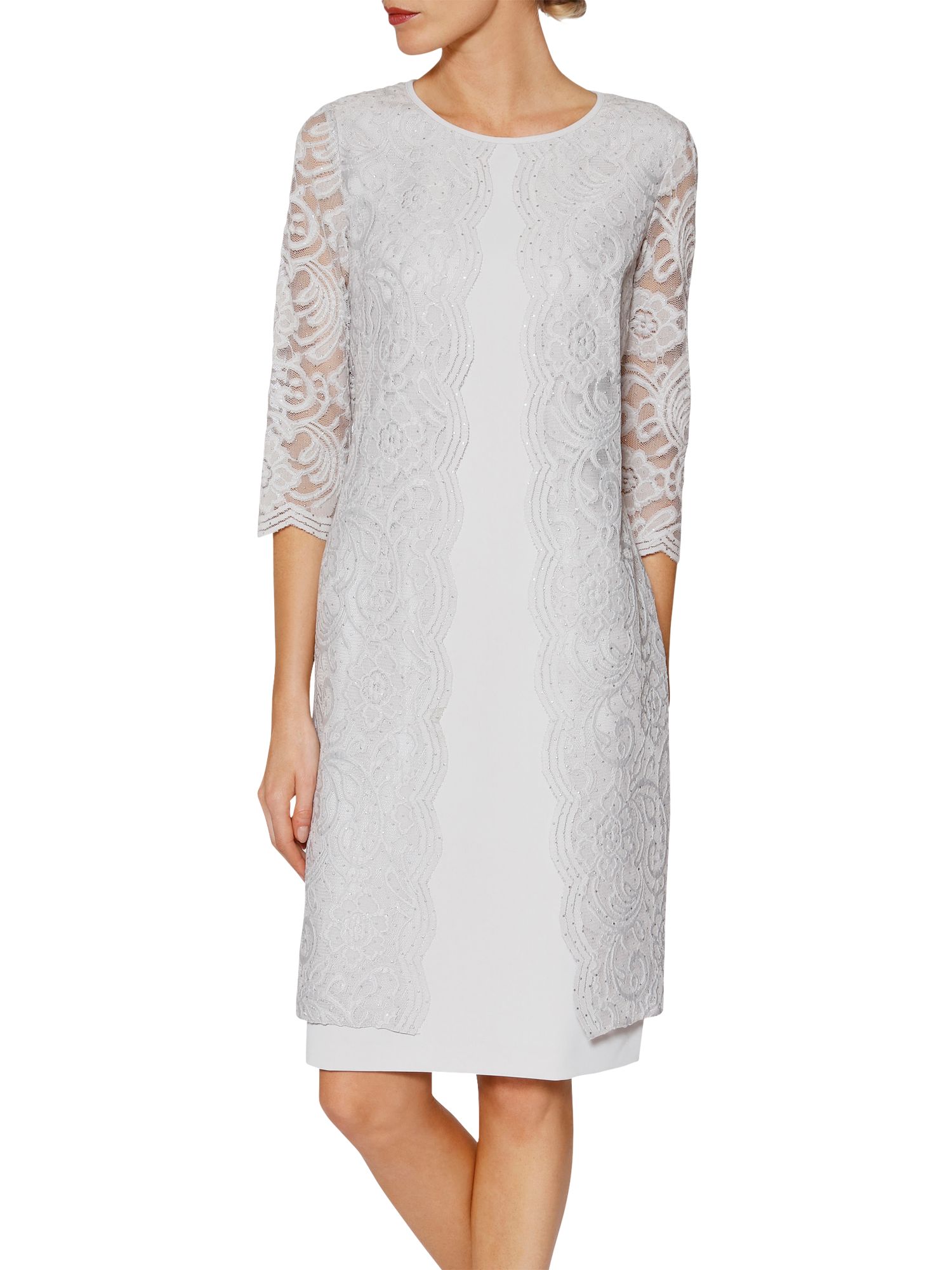 gina bacconi clarabelle dress silver mist