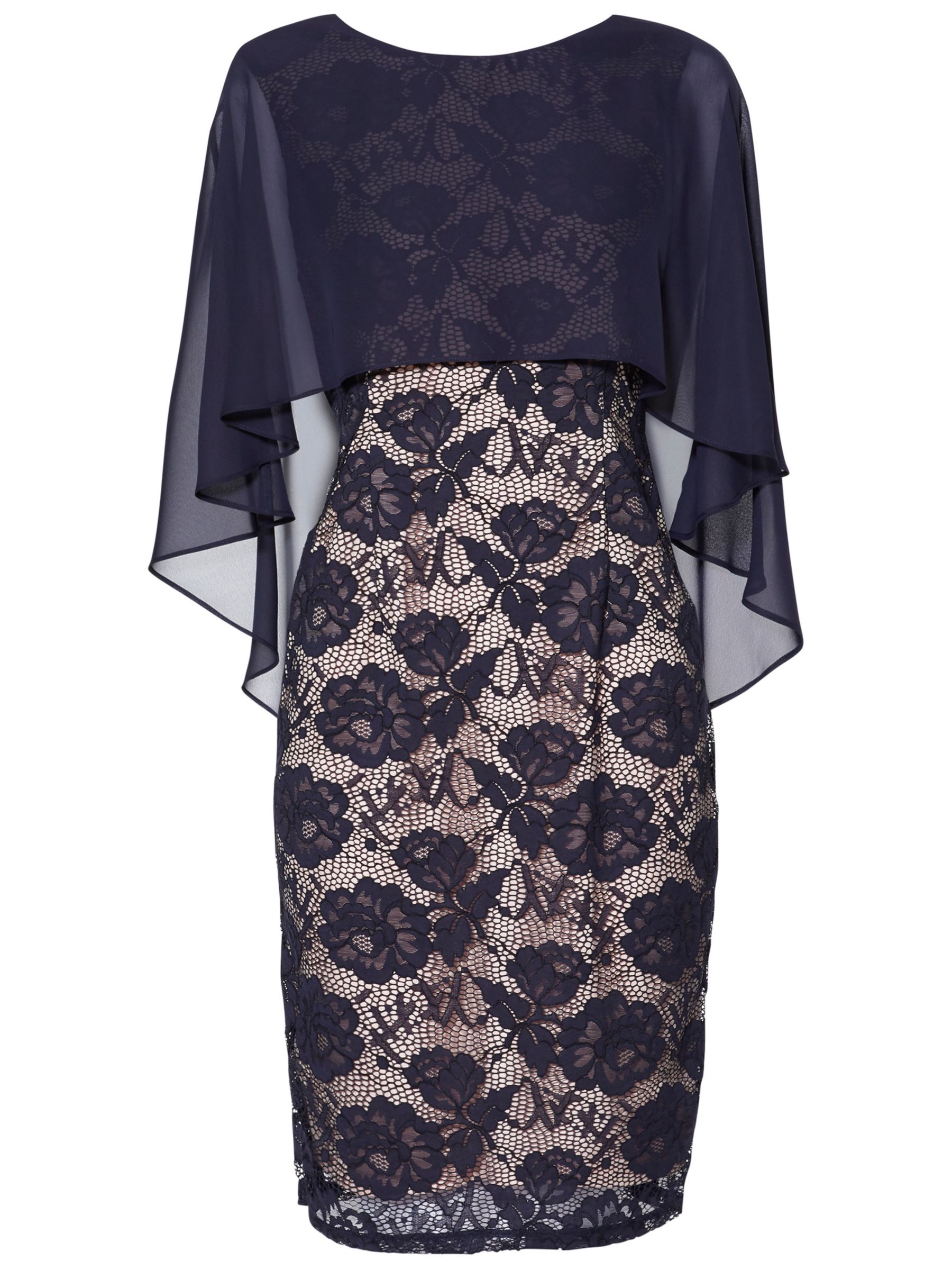 Gina Bacconi Minnie Floral Embroidery Dress, Navy at John Lewis & Partners