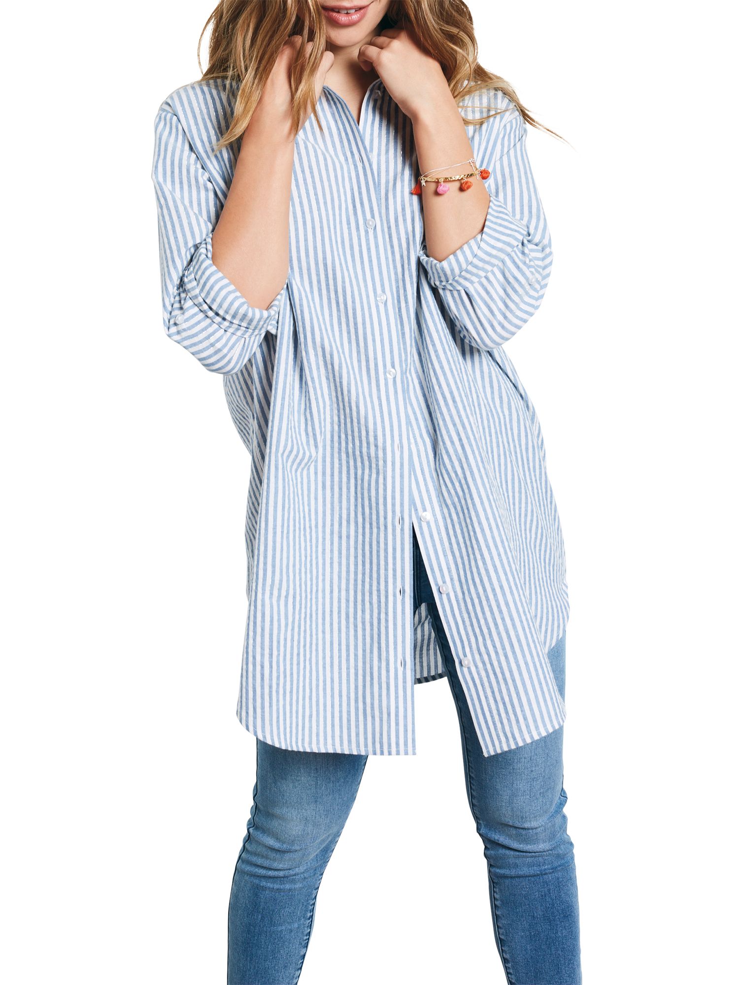 hush Striped Metallic Boyfriend Shirt 