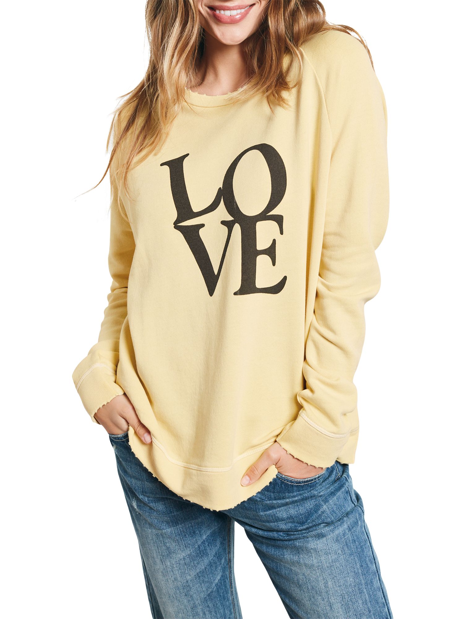 hush Washed Love Sweatshirt, Yellow/Asphalt at John Lewis & Partners