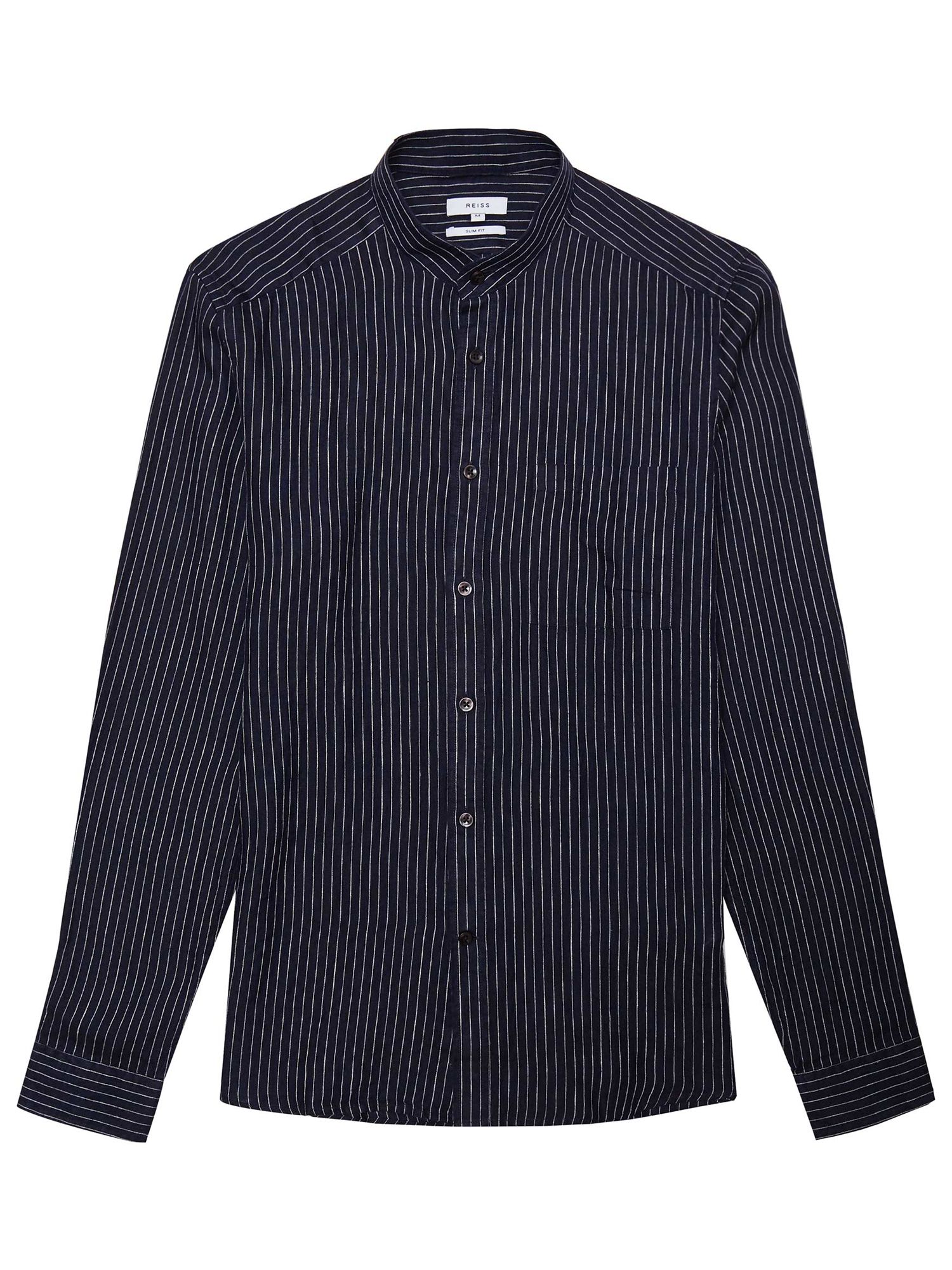 Reiss Tokyo Linen Shirt, Navy at John Lewis & Partners
