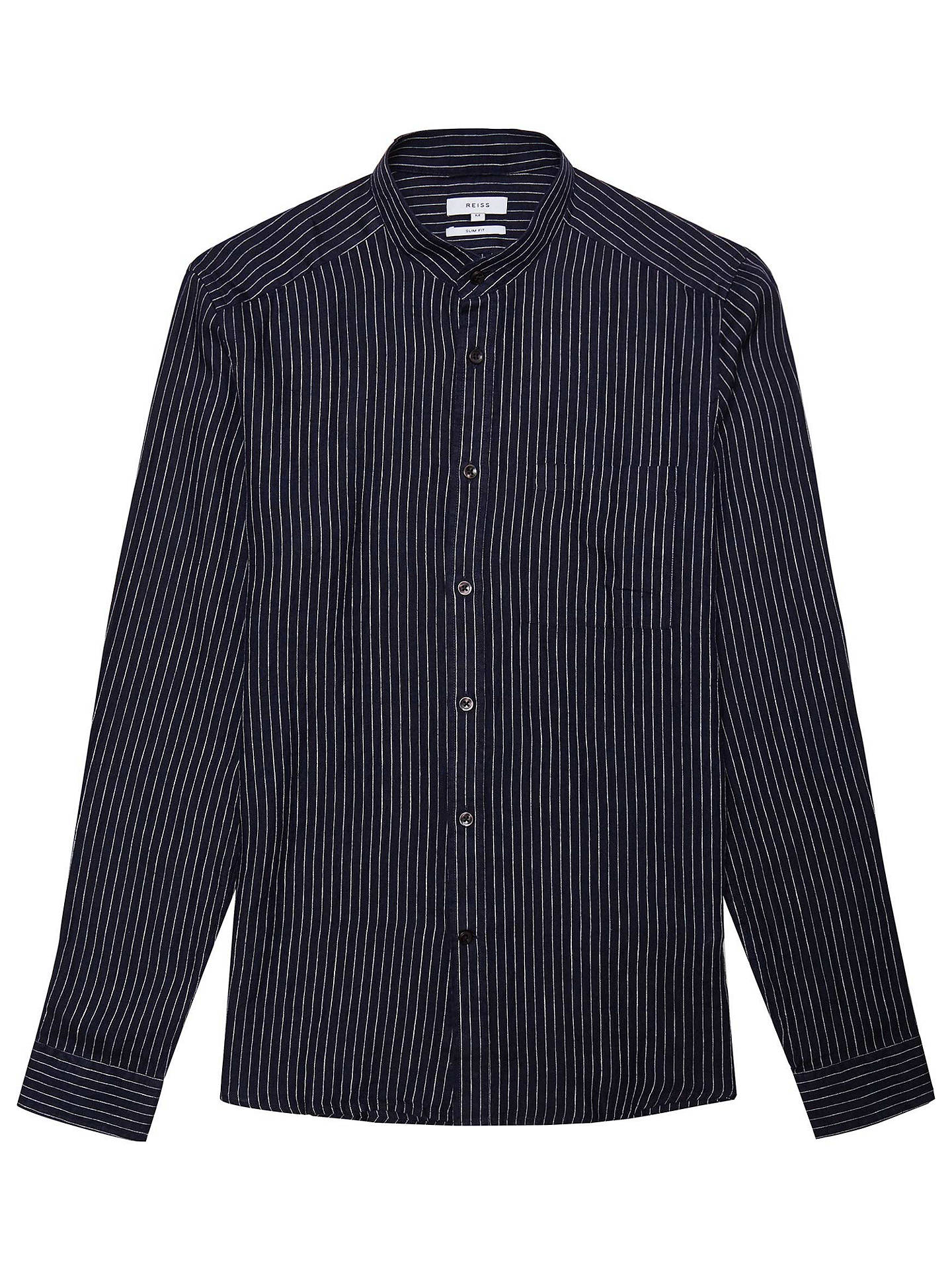 Reiss Tokyo Linen Shirt, Navy at John Lewis & Partners