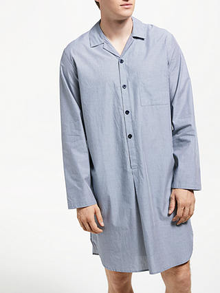 John Lewis & Partners Stripe Cotton Nightshirt, Blue/White