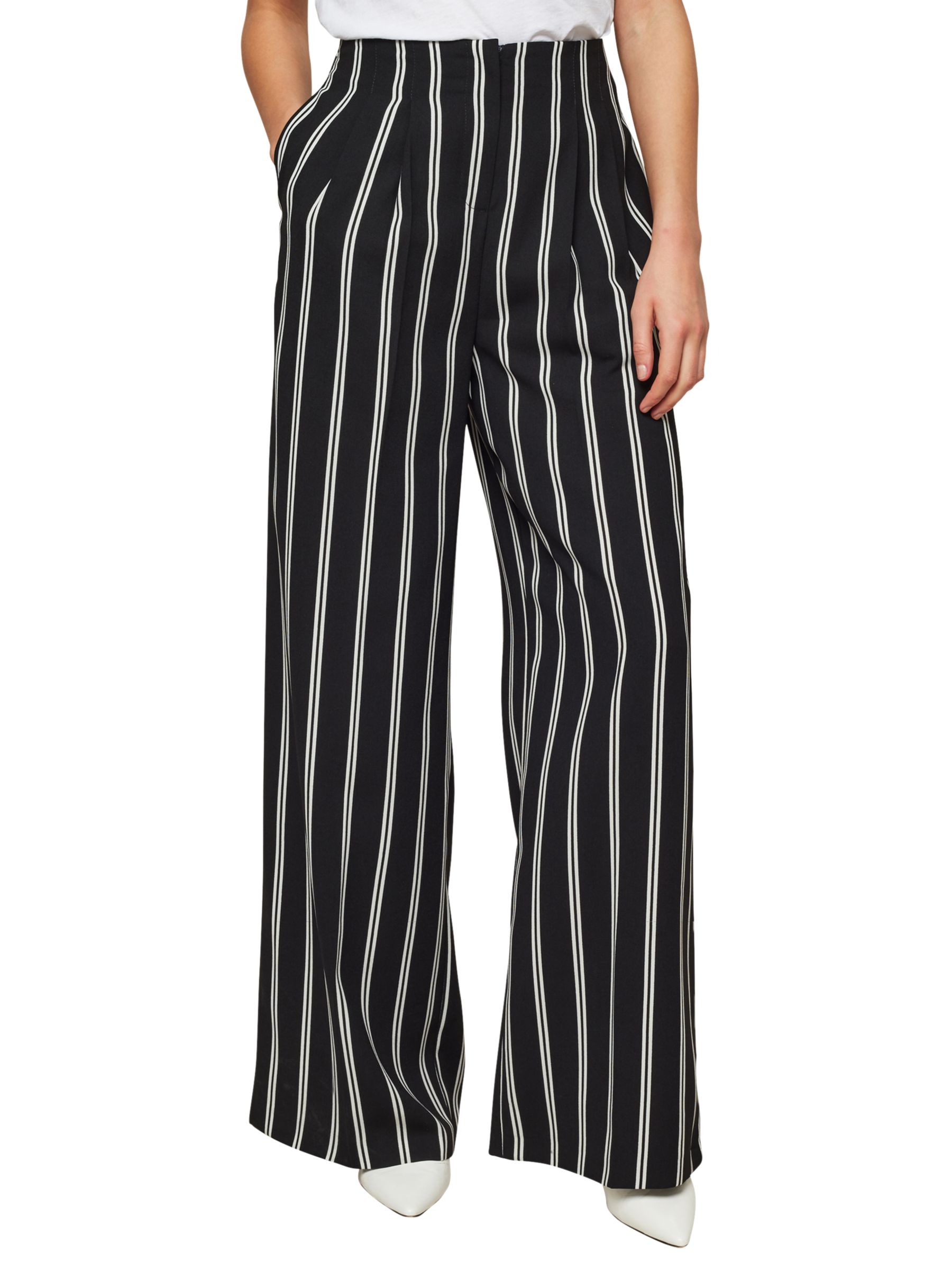 high waisted black striped pants