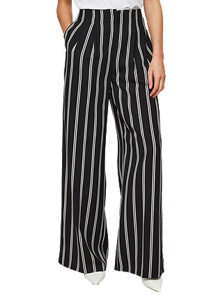 Miss Selfridge Striped High Waisted Trousers, Black/White