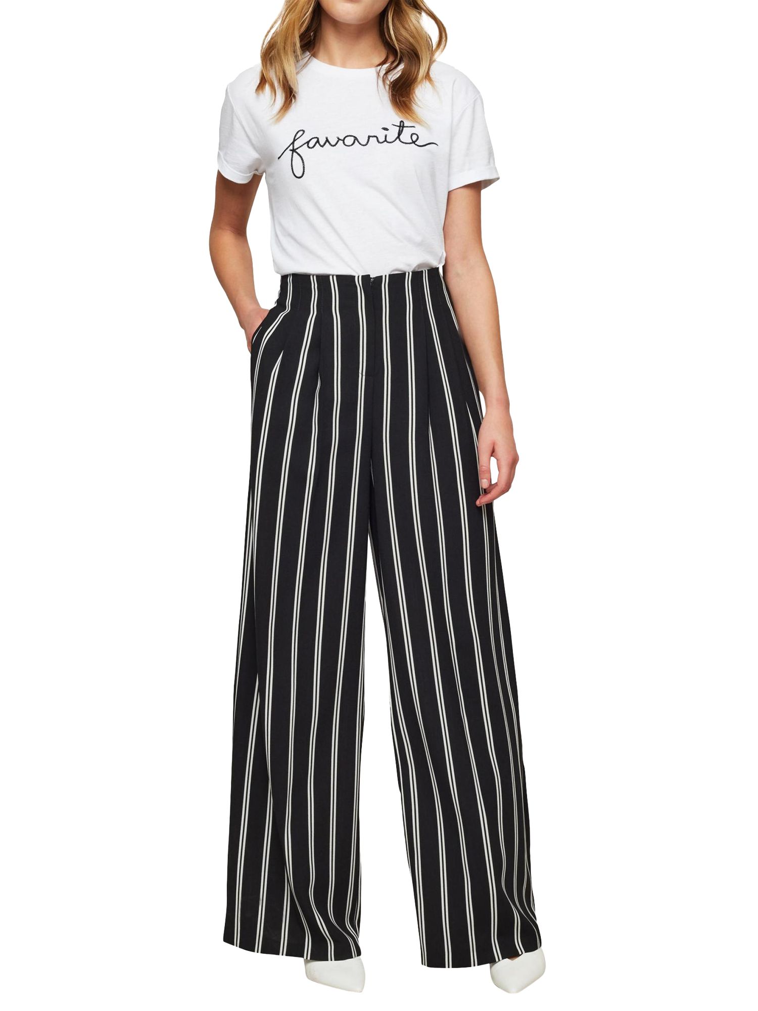 black and white striped high waisted trousers