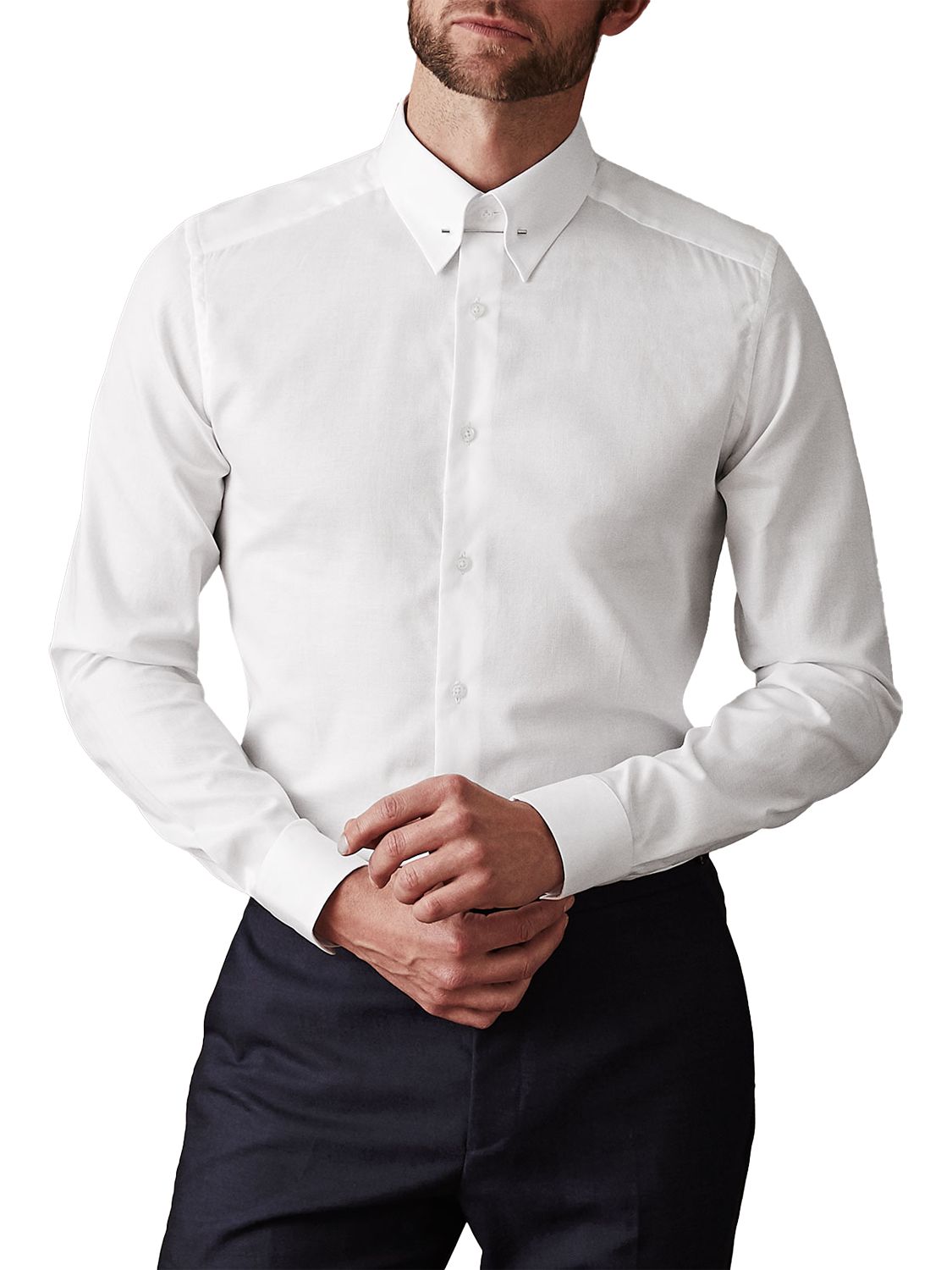 Reiss Angel Slim Fit Collar Bar Dress Shirt, White at John Lewis & Partners