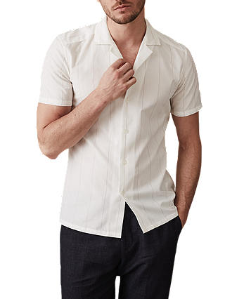 Reiss Guyver Cuban Collar Short Sleeve Shirt, White