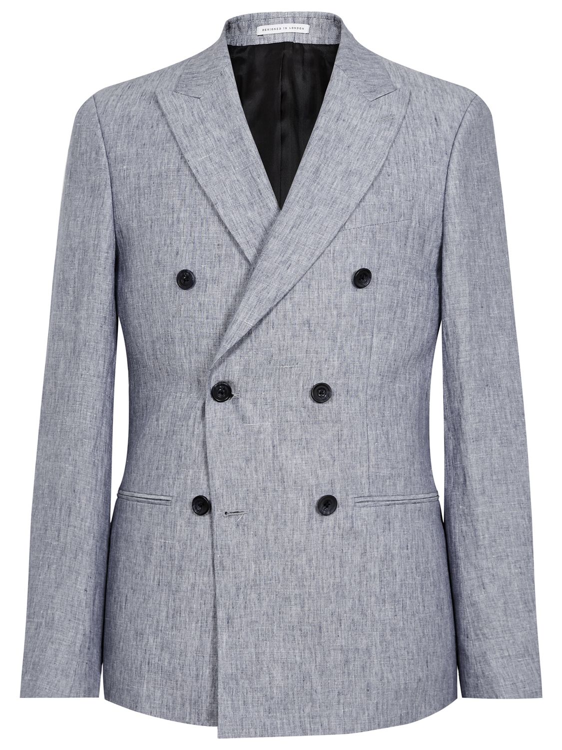 Reiss Miami Double Breasted Slim Fit Linen Suit Jacket, Soft Blue