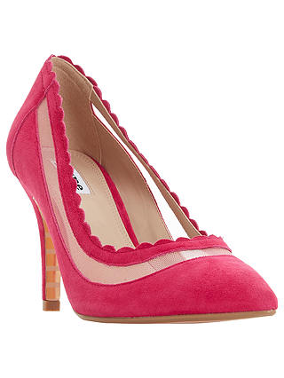 Dune Britania Scallop Court Shoes, Pink Suede