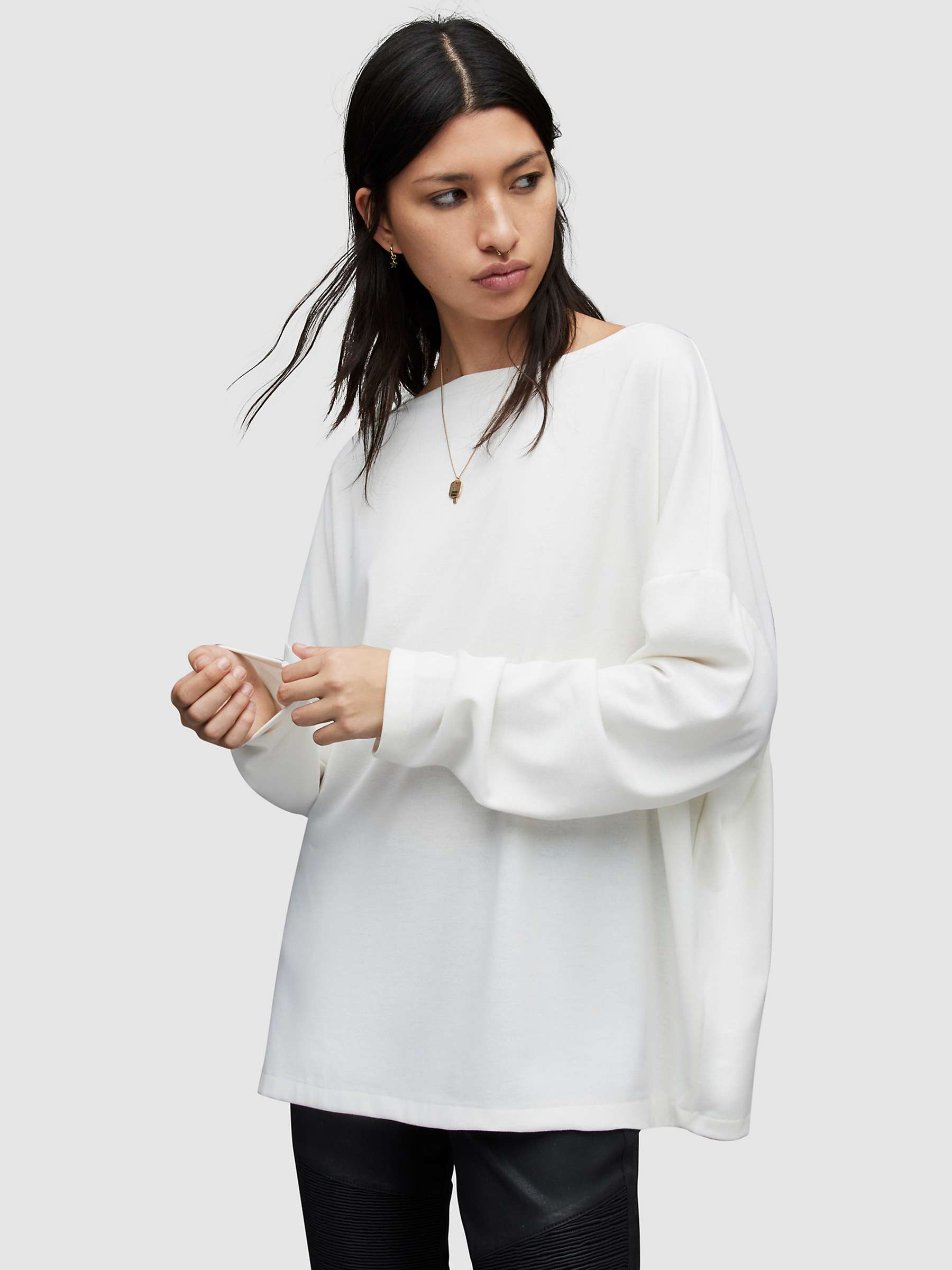 Buy AllSaints Rita T-Shirt, Chalk White Online at johnlewis.com