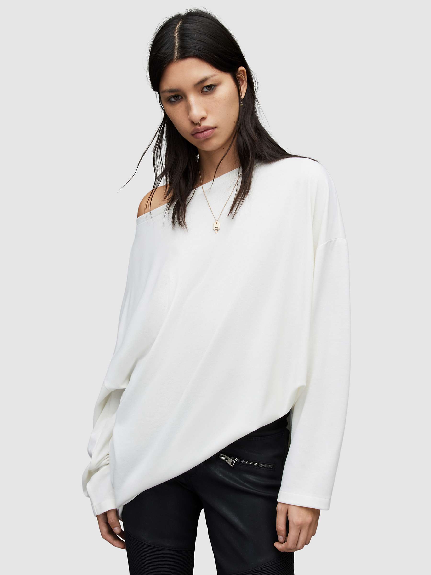 Buy AllSaints Rita T-Shirt, Chalk White Online at johnlewis.com