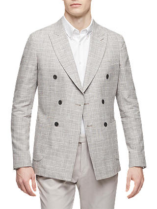 Reiss Reggie Check Slim Fit Blazer, Light Grey