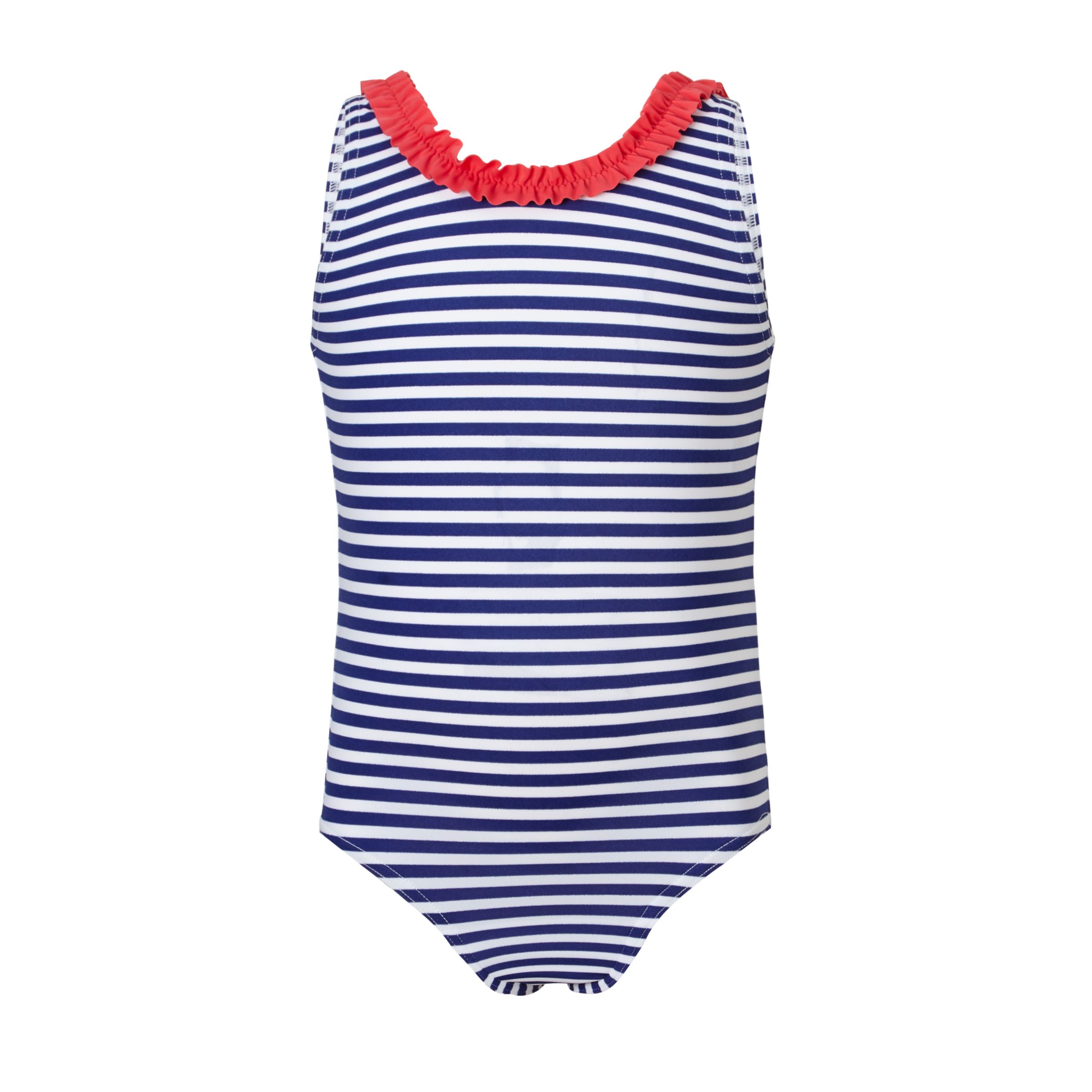 John Lewis & Partners Girls' Rosie Stripe Print Swimsuit, Blue