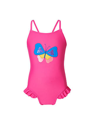 John Lewis & Partners Girls' Butterfly Applique Swimsuit, Pink