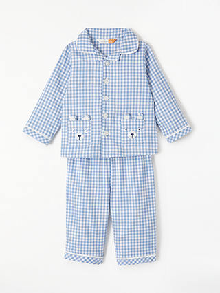 John Lewis & Partners Baby Bear Pocket Woven Pyjamas, Blue
