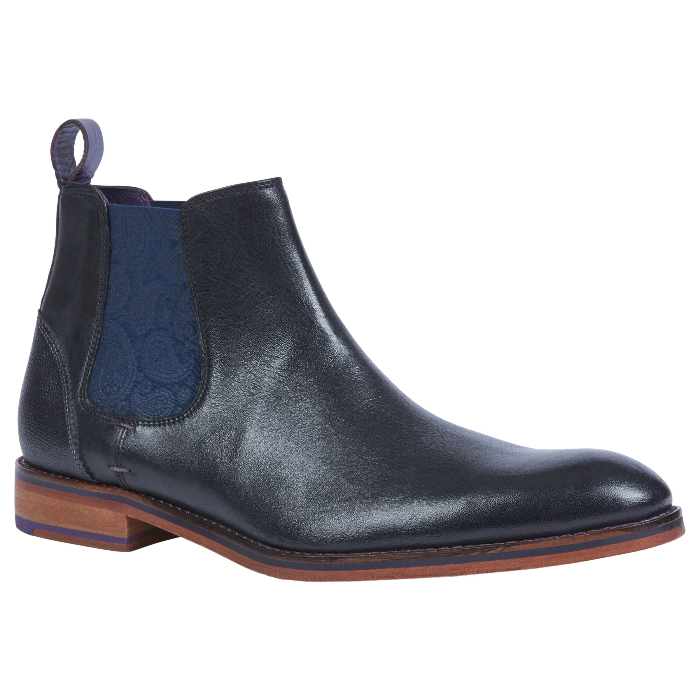 Ted Baker Camroon Paisley Detail Leather Chelsea Boots, Black