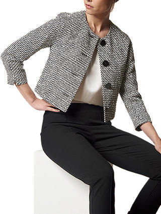 L.K.Bennett Yves Cropped Tweed Jacket, Black/White
