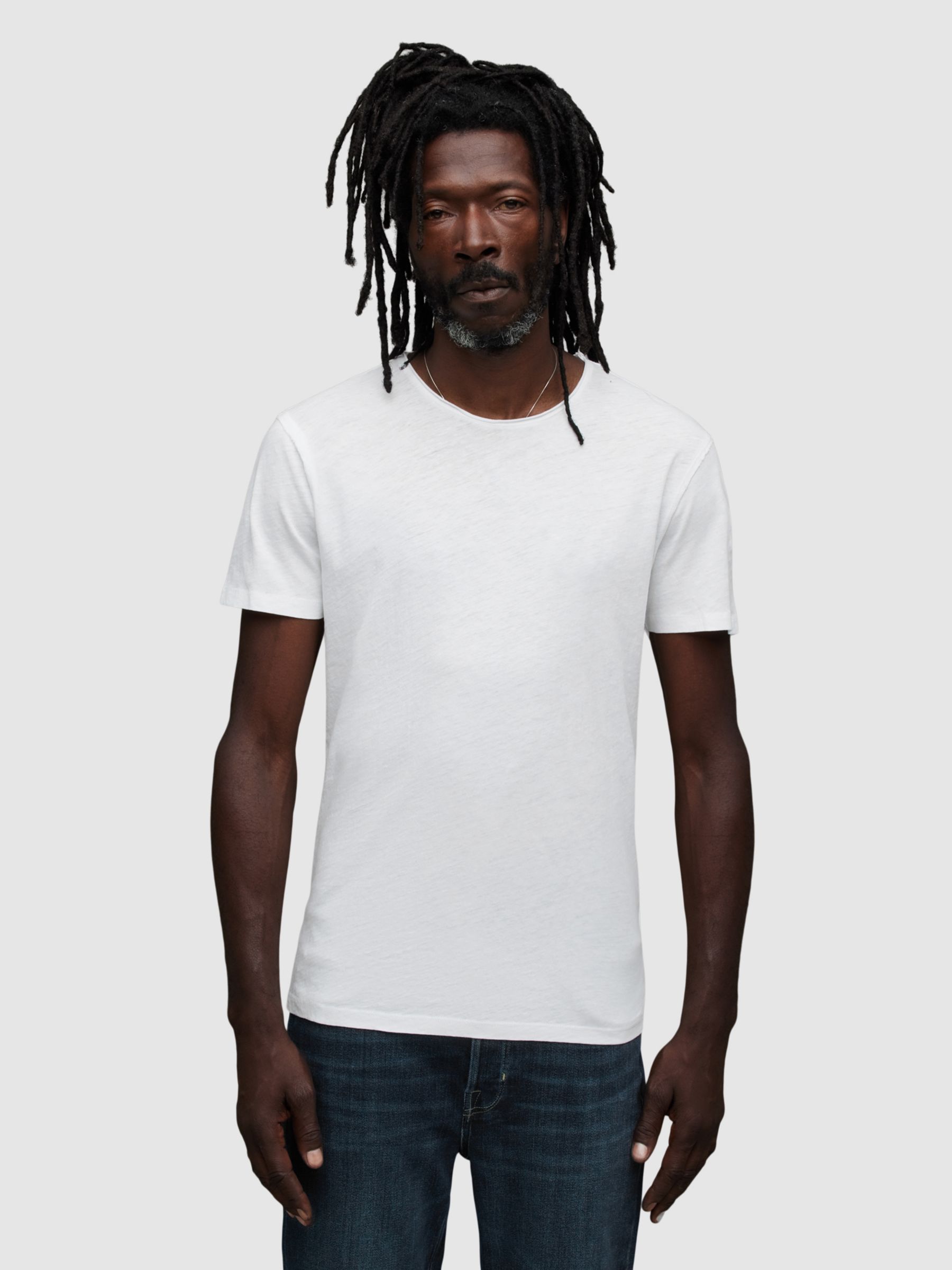 AllSaints Figure Crew T-Shirt, Optic White at John Lewis & Partners