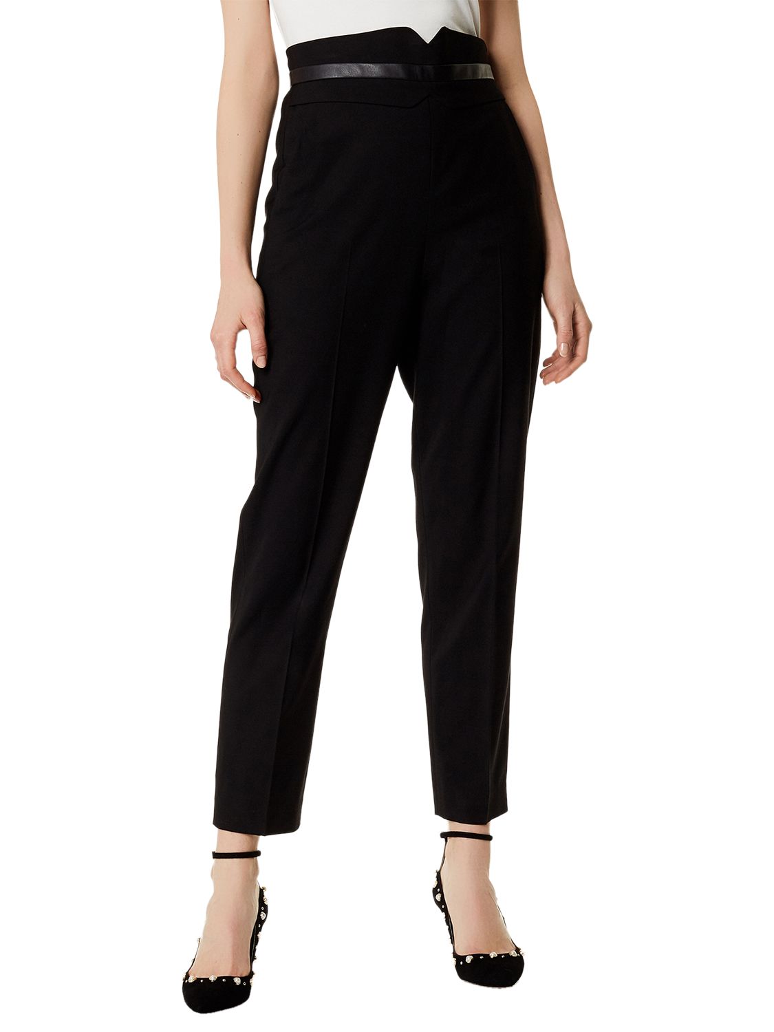 Karen Millen Tailored High Waisted Trousers, Black at John Lewis & Partners