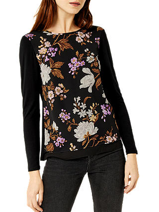 Warehouse Molly Floral Top, Black/Multi