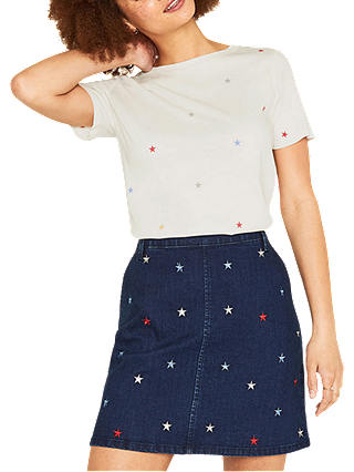 Oasis Glitter Star Print T-Shirt, White