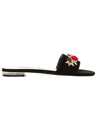 Dune Navaro Flower Slider Sandals, Black