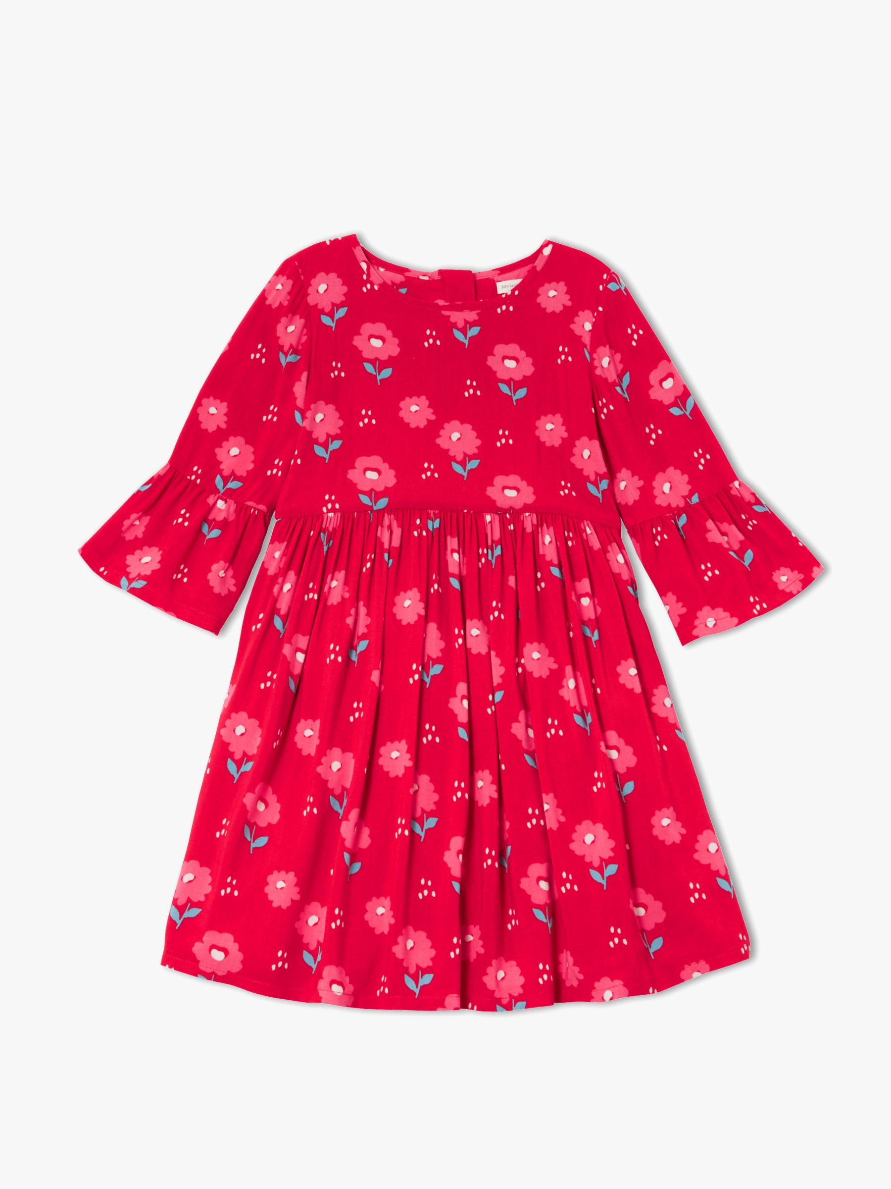 John Lewis & Partners Girls' Floral Print Dress, Red