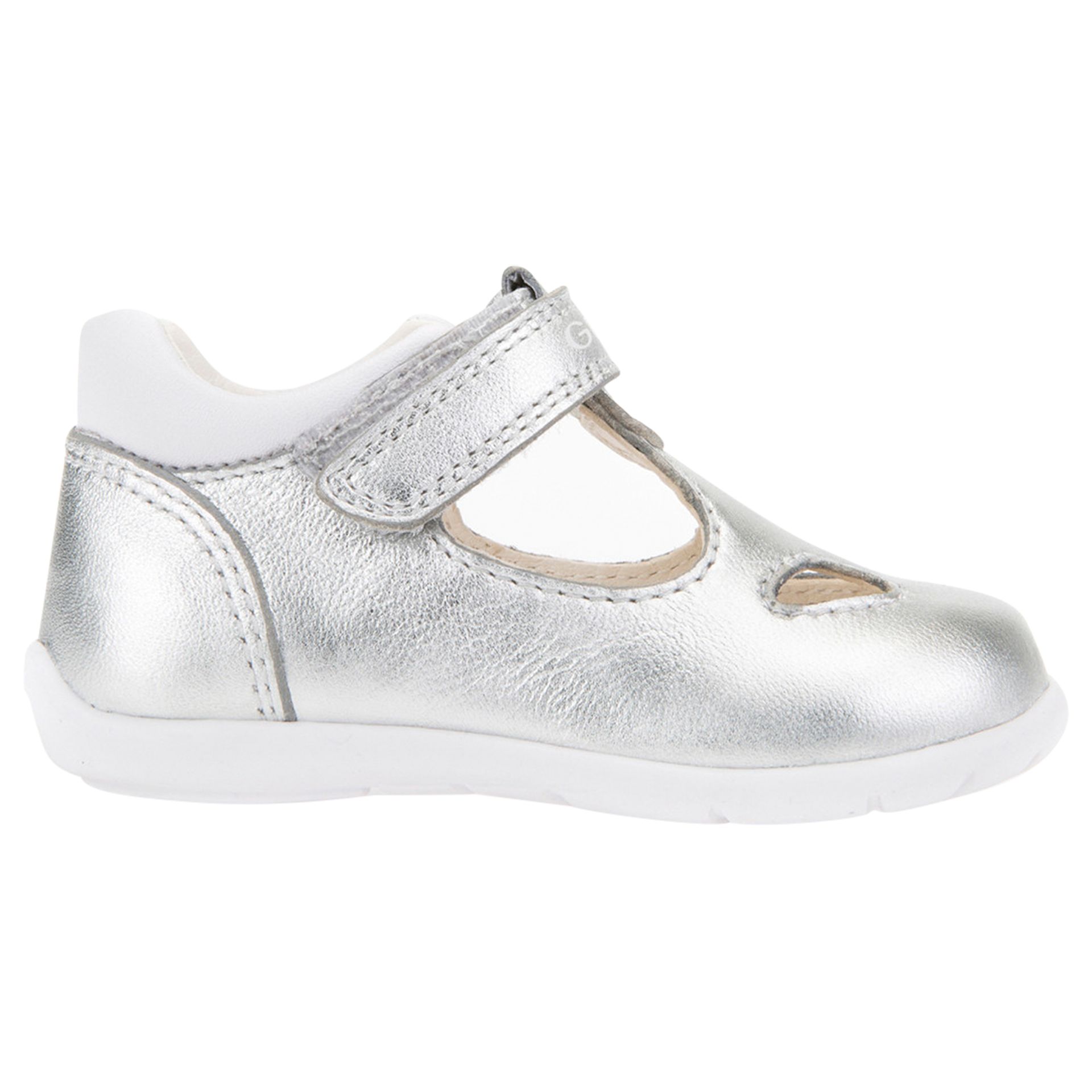 Geox Children's Kaytan Riptape Mary Jane First Shoes, Silver