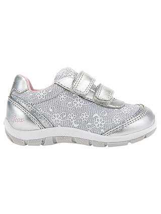 Geox Children's Shaax Floral Rip-Tape Casual Shoes, Silver