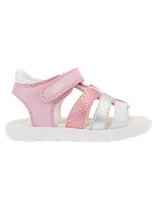 Geox Children's San Alul Riptape Sandals, Pink/White