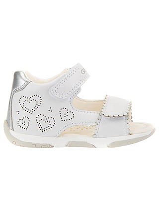 Geox Children's Tapuz Riptape Sandals, White/Silver