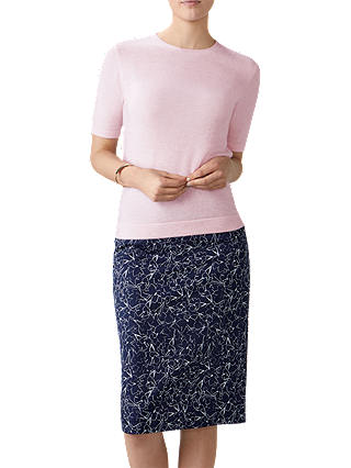 Pure Collection Floral Print Pencil Skirt, Navy