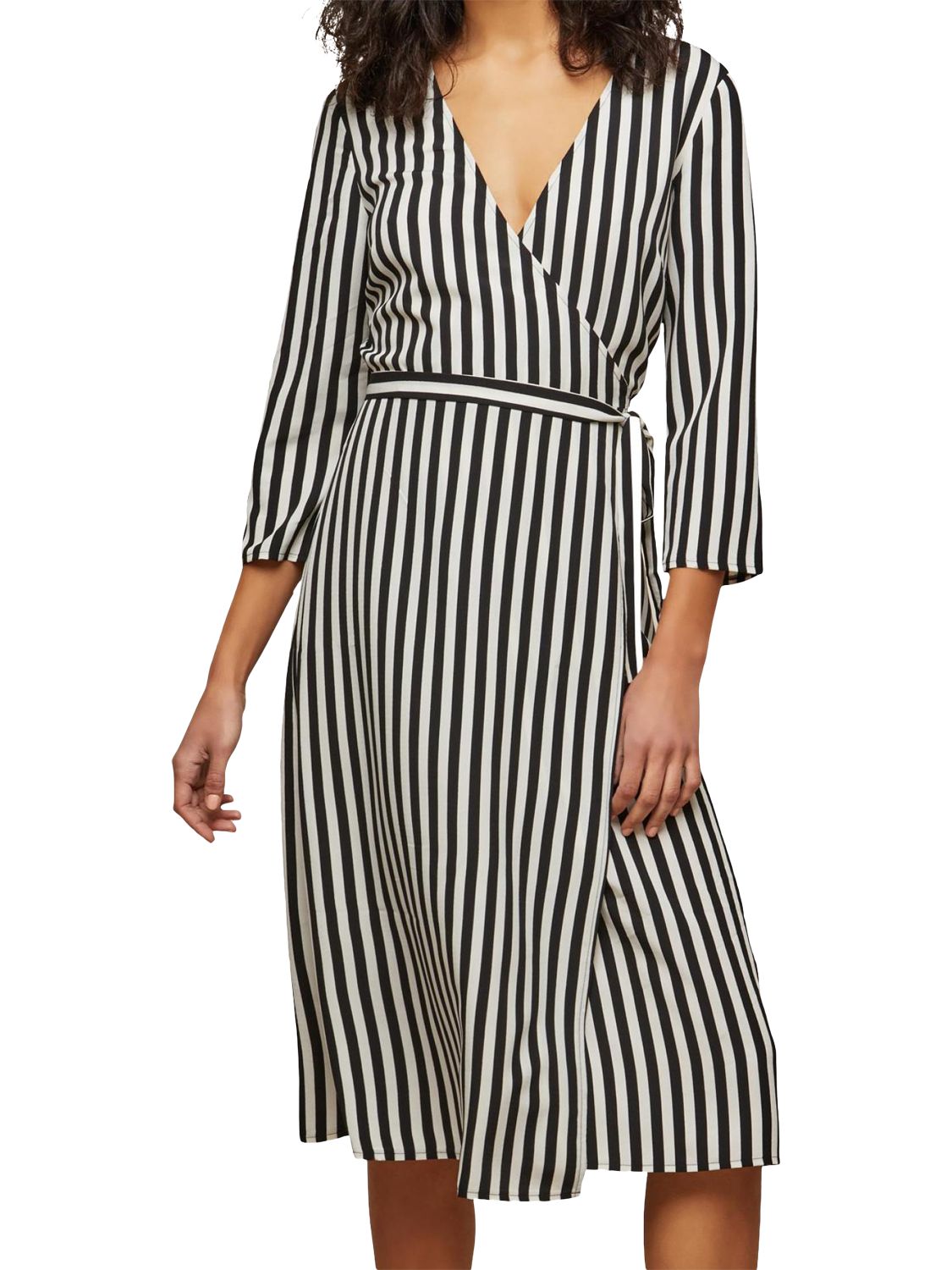 Miss Selfridge Stripe Wrap Midi Dress, Multi