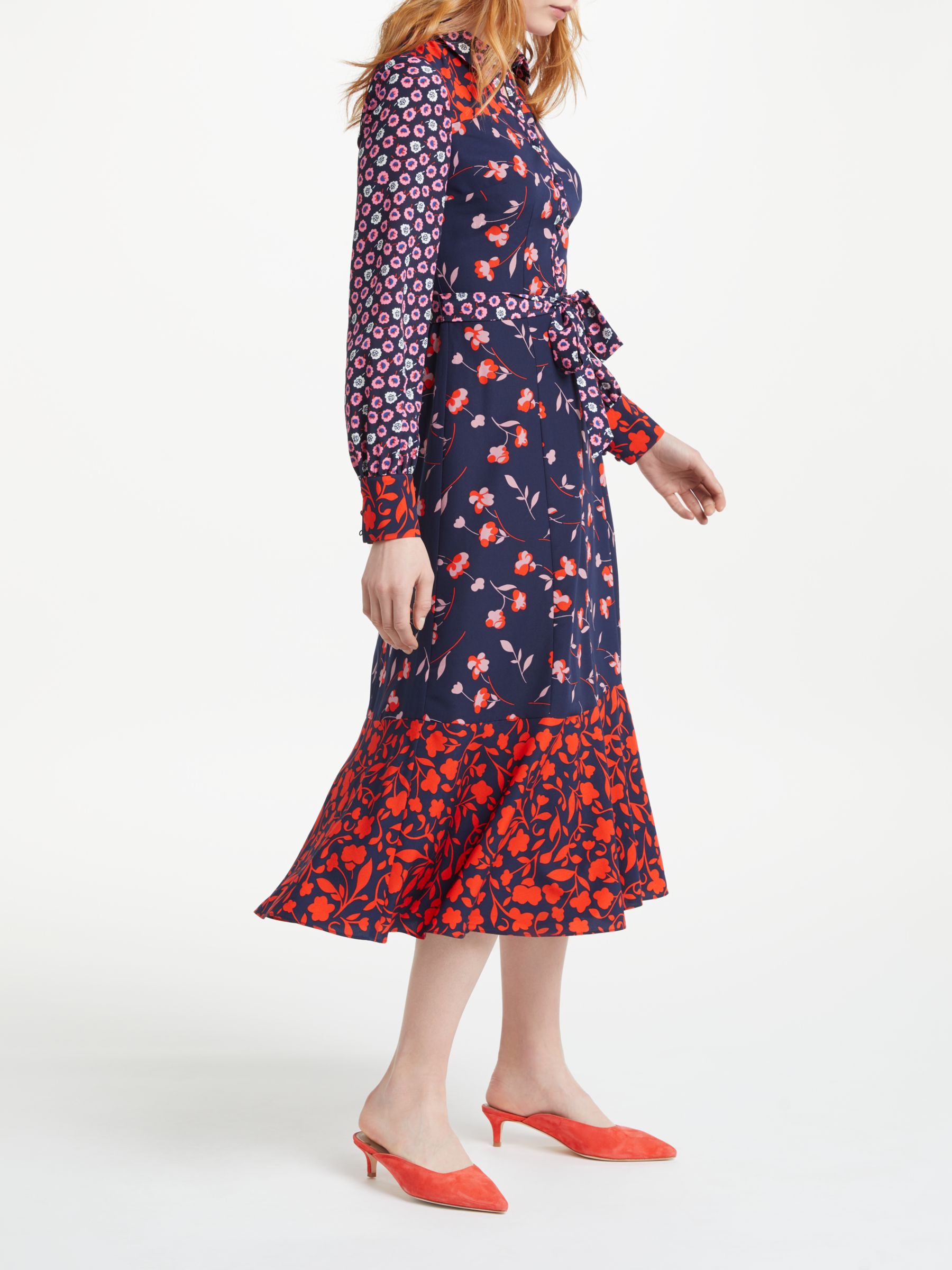 Boden Sybil Shirt Dress, Navy Wildflower