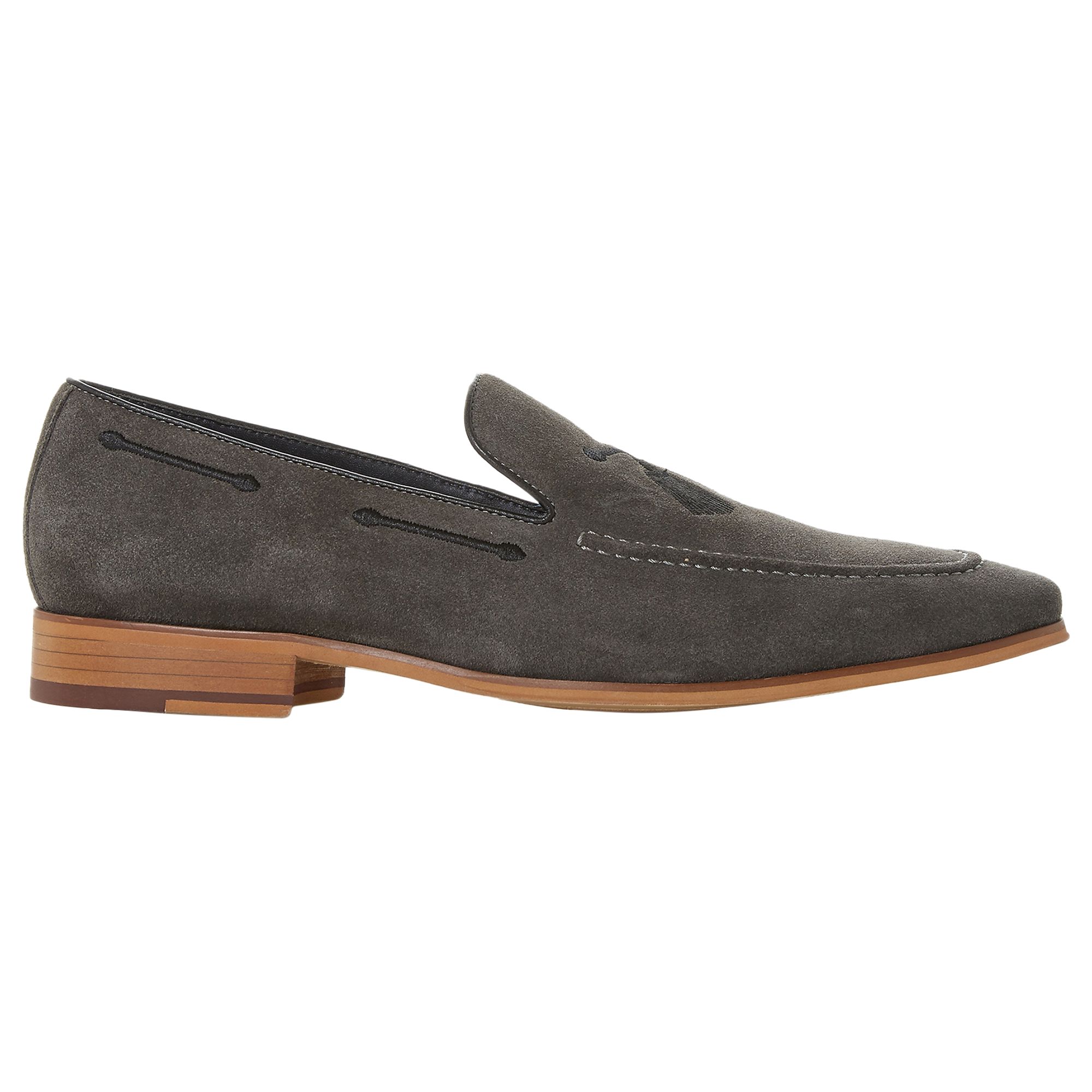Dune Penry Suede Tassel Embroidered Loafers, Grey, 9