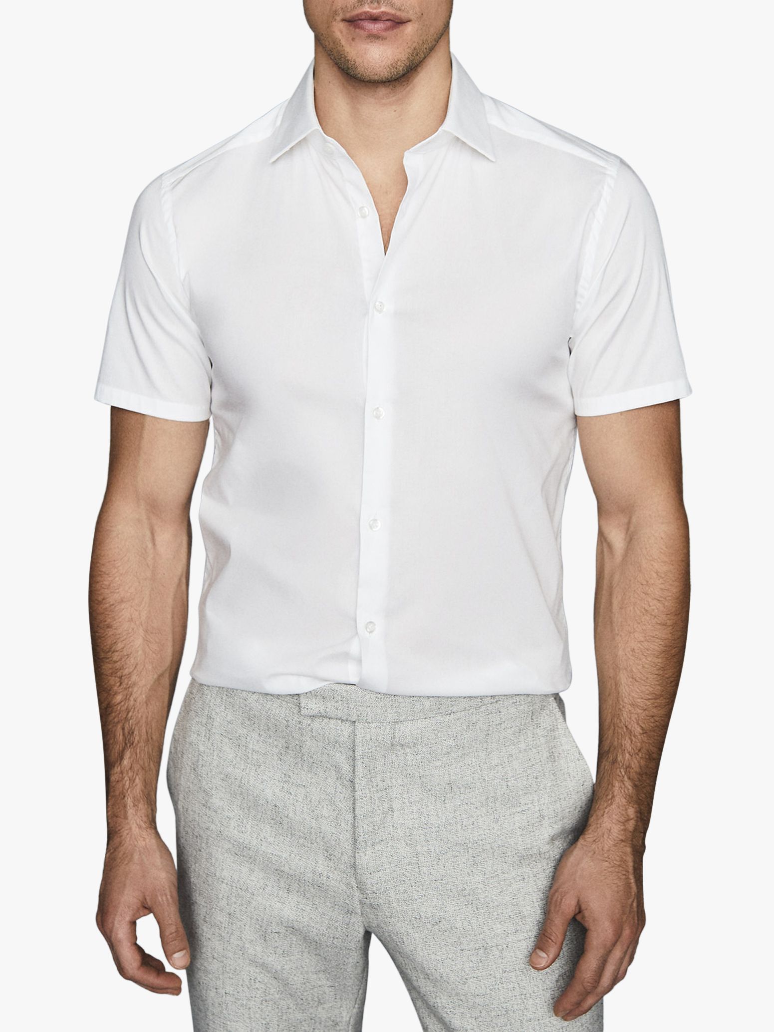 Reiss Redmayne Slim Fit Short Sleeve Shirt, White