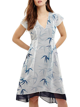Phase Eight Fay Palm Print Dress, Ivory/Multi