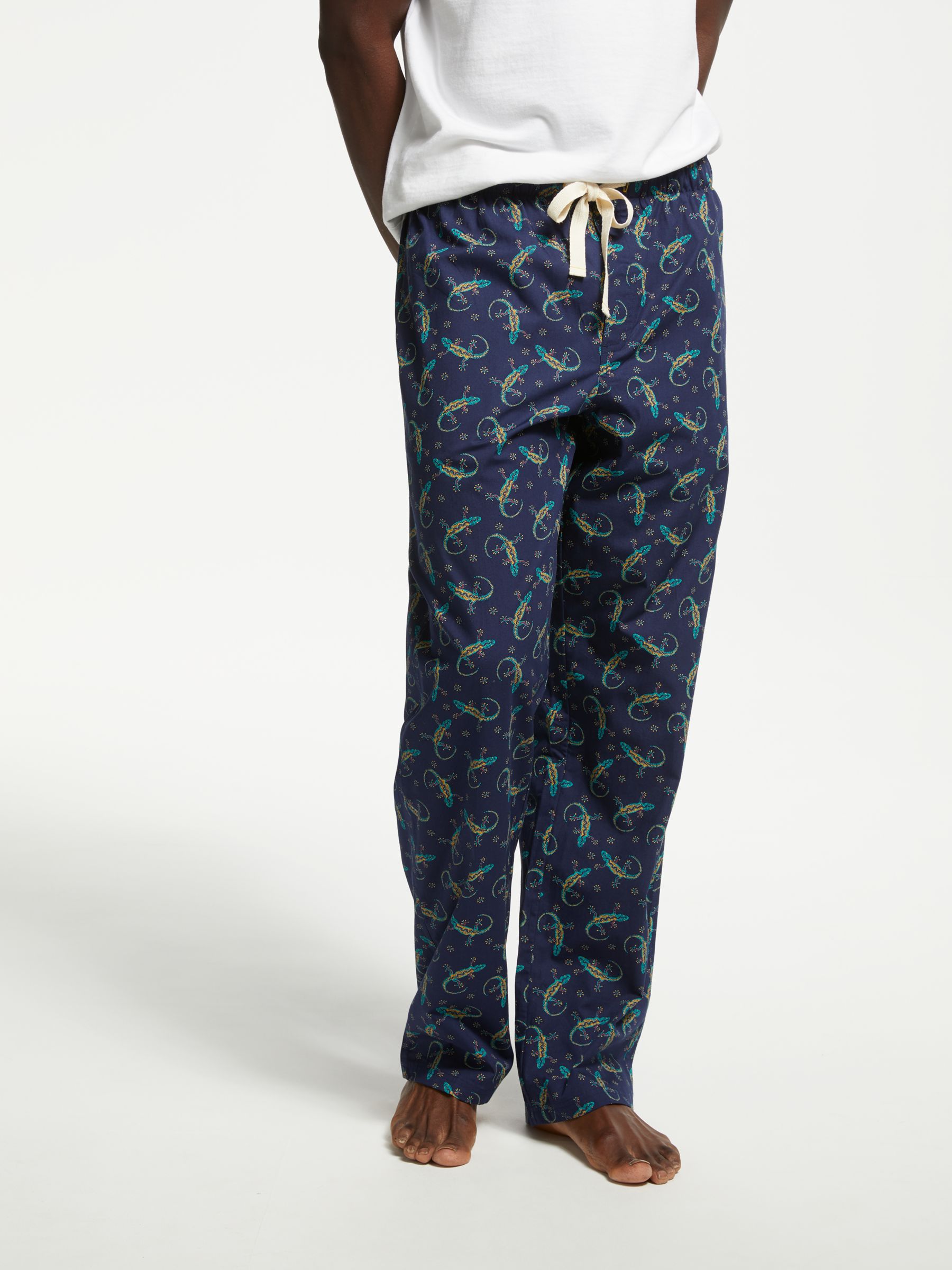 John Lewis & Partners Gecko Print Pyjama Bottoms, Navy
