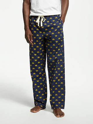John Lewis & Partners Bee Print Pyjama Bottoms, Navy/Yellow