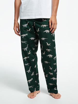 John Lewis & Partners Dinosaur Novelty Print Pyjama Bottoms, Green, S